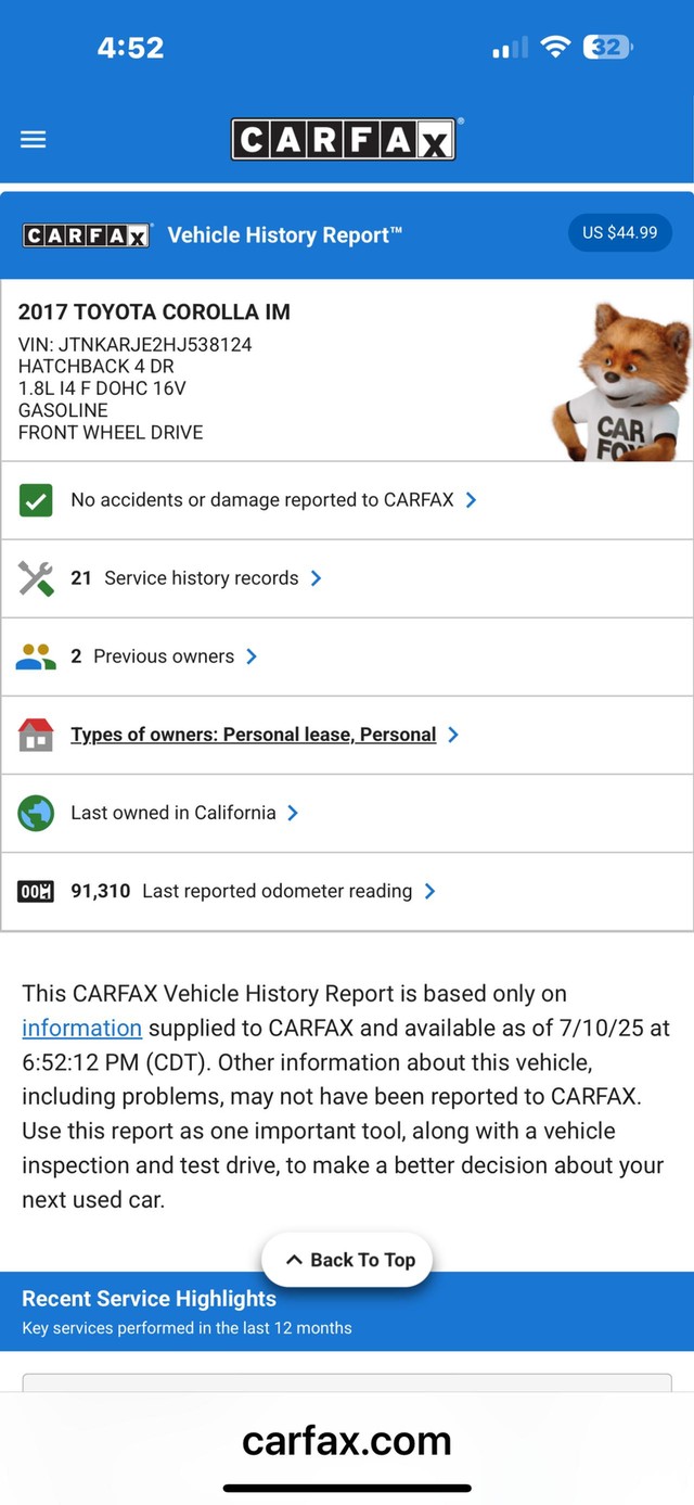 2017 Toyota Corolla iM