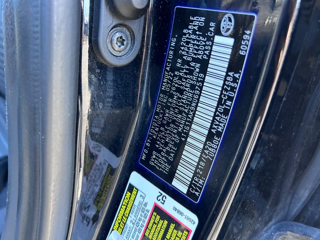2022 Midnight Black Metallic Toyota Camry SE FWD Sedan