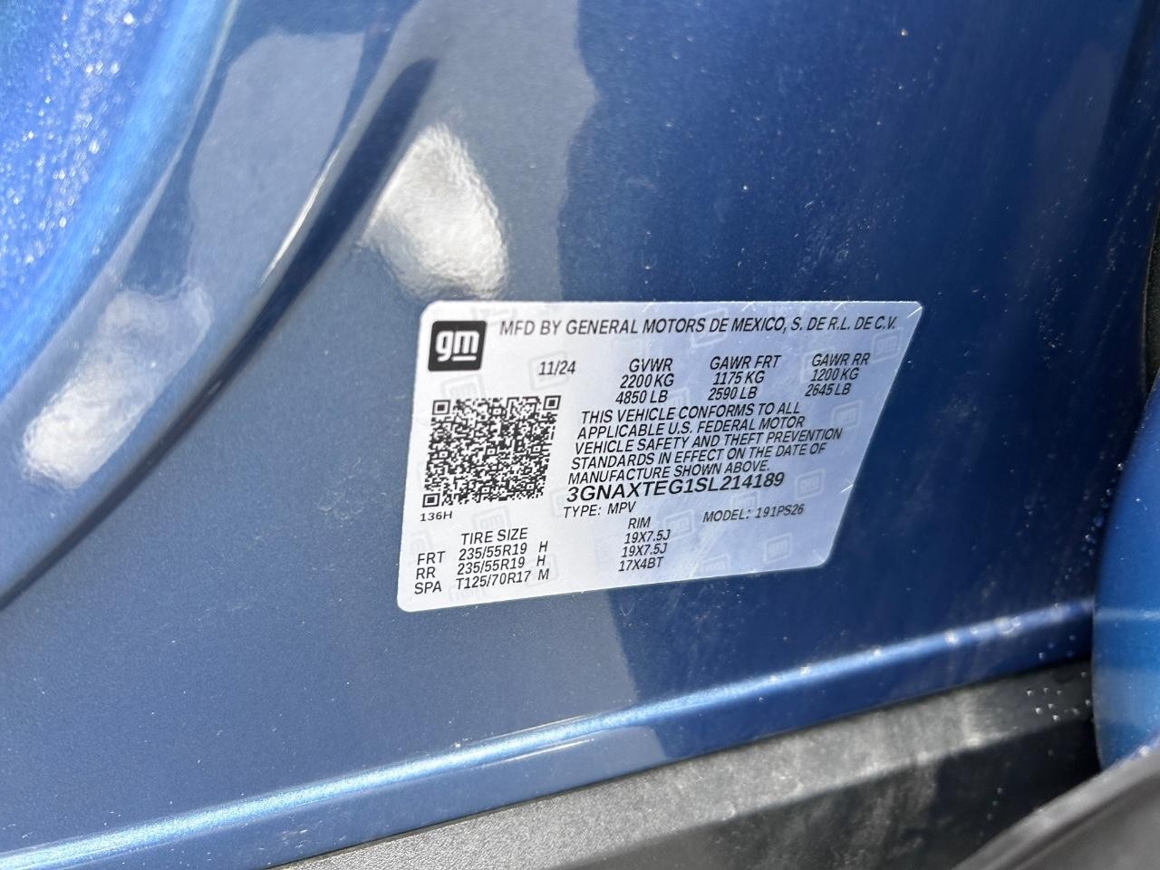 2025 Lakeshore Blue Metallic Chevrolet Equinox RS AWD SUV