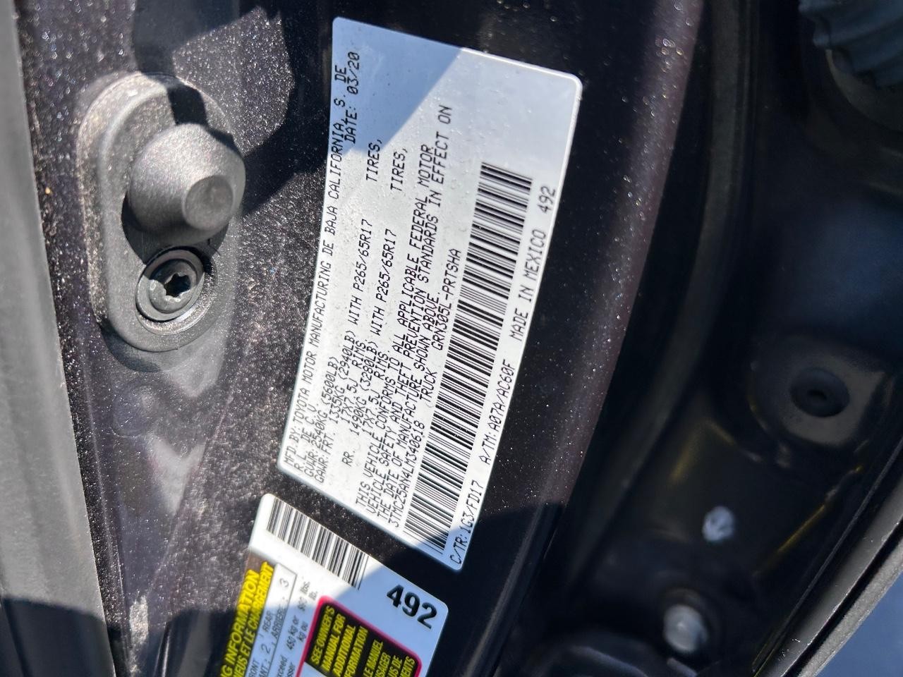 2020 Cement Toyota Tacoma 4WD TRD Sport V6 4X4 Truck