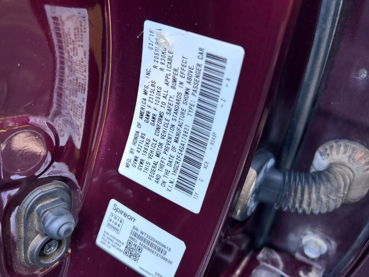 2016 San Marino Red Honda Accord Sedan Sport FWD Sedan
