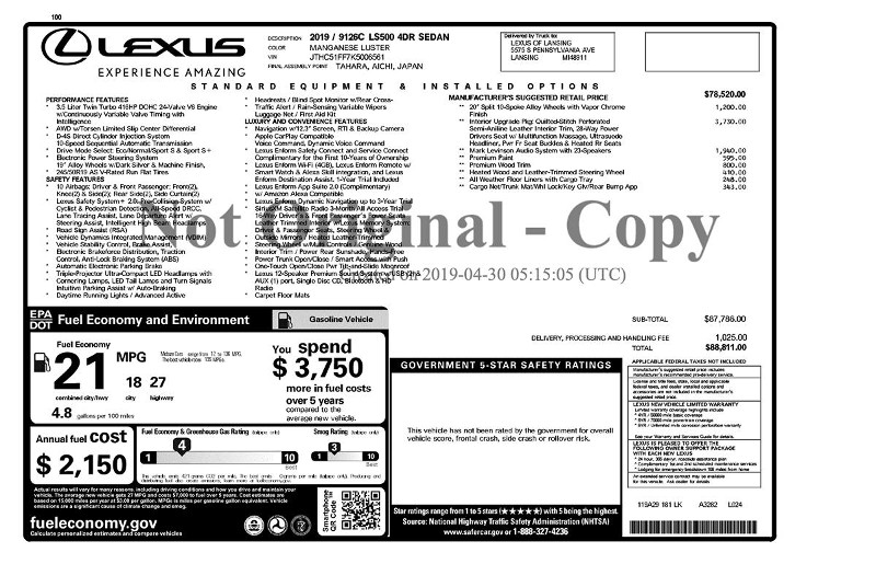 Lexus LS 500 Vehicle Full-screen Gallery Image 02