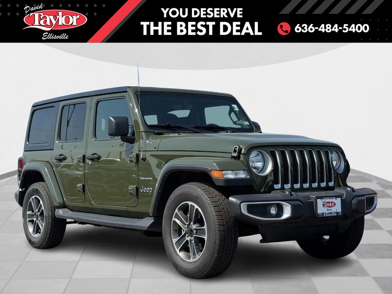 Used 2023 Jeep Wrangler 4-Door Sahara with VIN 1C4HJXEN3PW533948 for sale in Ellisville, MO