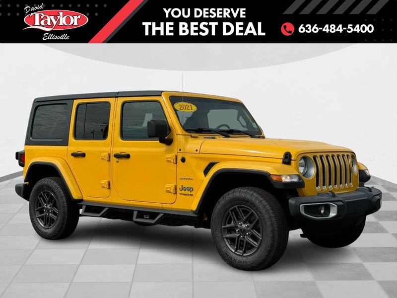 Used 2021 Jeep Wrangler Unlimited Sahara with VIN 1C4HJXEN0MW556437 for sale in Ellisville, MO