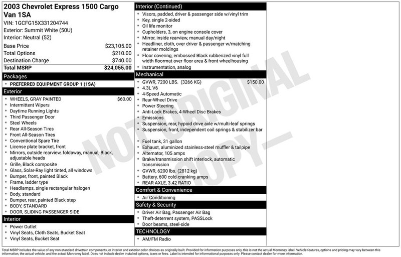 Chevrolet Express Van G1500 Vehicle Full-screen Gallery Image 4