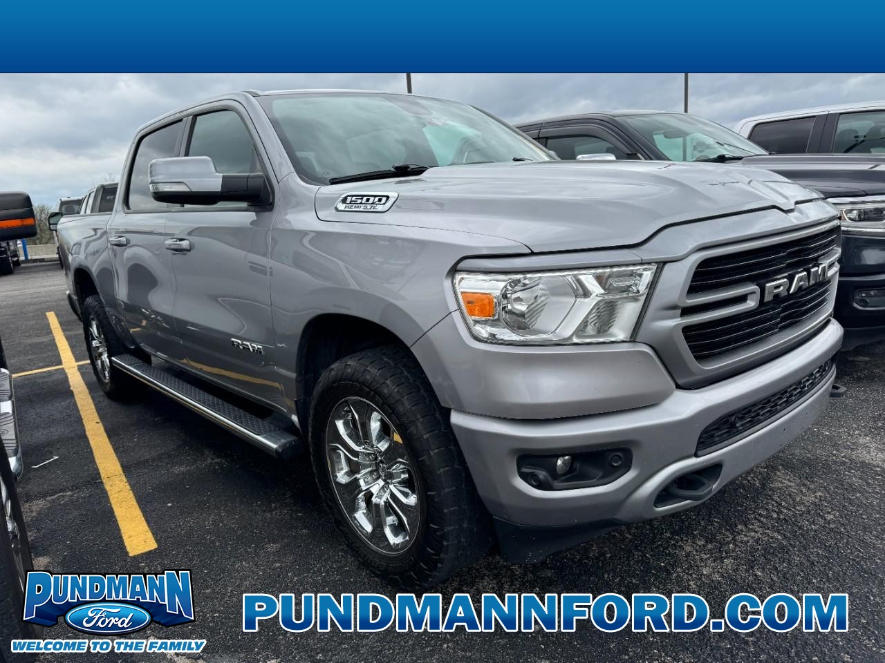 Billet Silver Metallic Clearcoat 2019 RAM 1500 Big Horn Crew Cab 4WD Pickup Truck Four-Wheel Drive Automatic