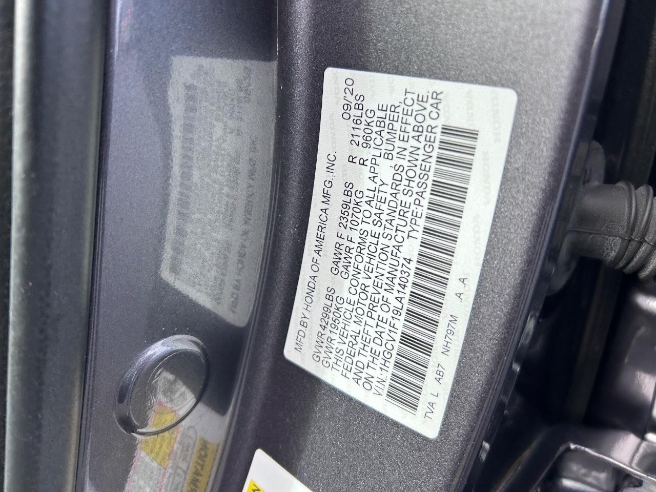2020 Modern Steel Metallic Honda Accord Sedan LX FWD Sedan