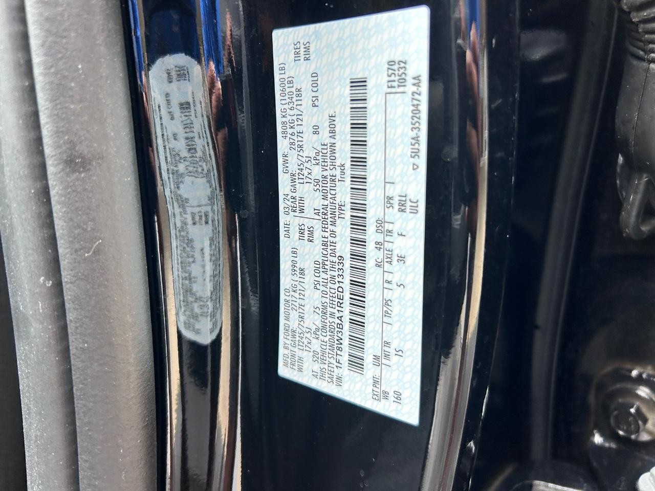 2024 Agate Black Metallic Ford Super Duty F-350 SRW XL 4X4 Truck