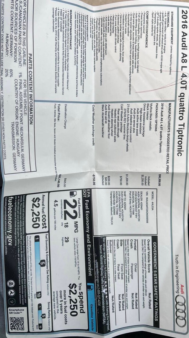 Audi A8 L Vehicle Full-screen Gallery Image 22