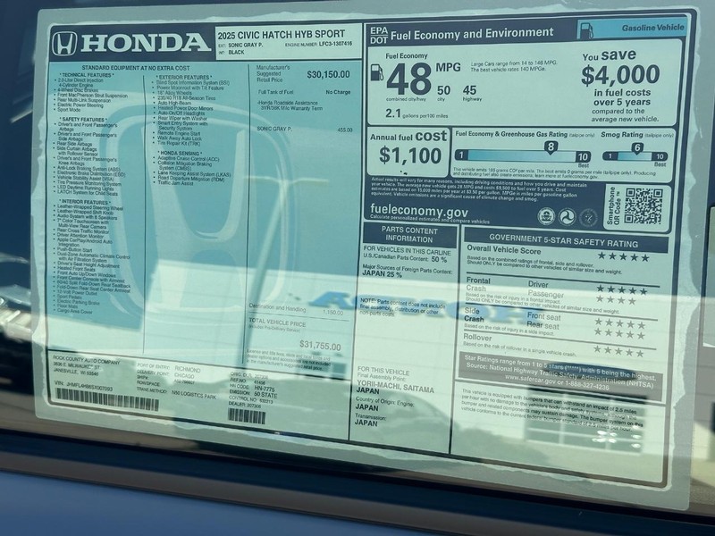 Honda Civic Hatchback Hybrid Vehicle Image 20
