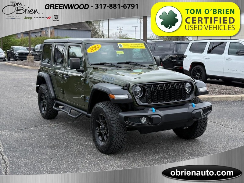 Used 2024 Jeep Wrangler 4xe Willys 4XE with VIN 1C4RJXN68RW168814 for sale in Greenwood, IN